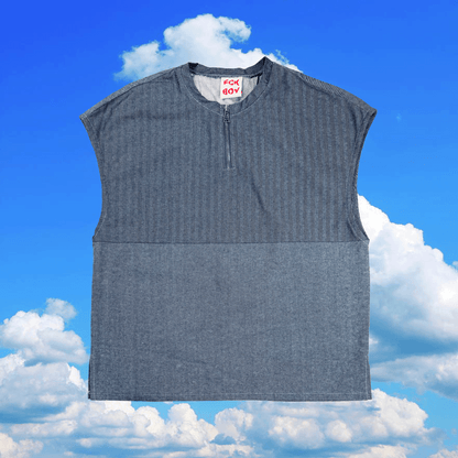 Patchwork denim eighth zip...