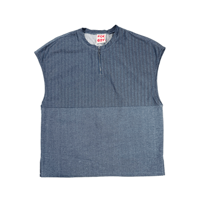 Patchwork denim eighth zip...